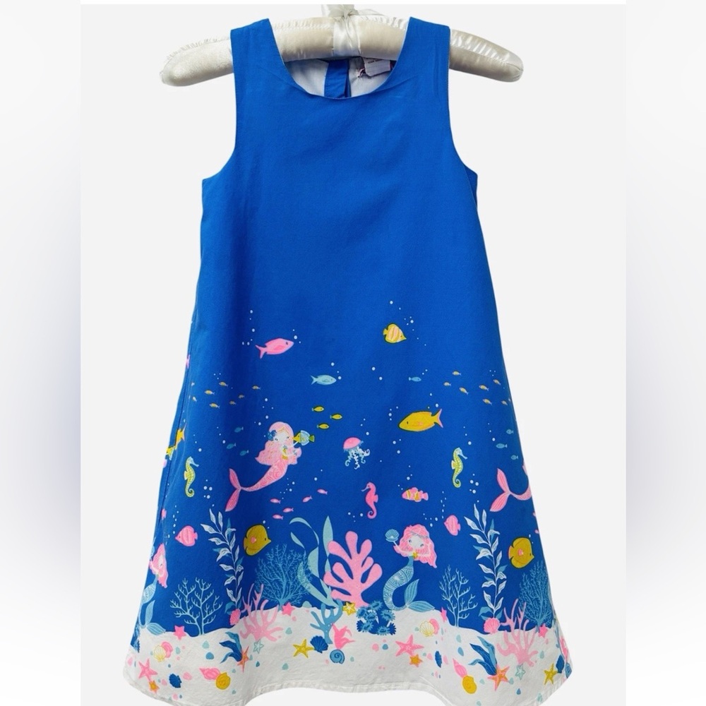 TOMMY BAHAMA GIRLS BLUE SLEEVELESS MERMAID UNDER THE SEA DRESS FULLY LINED SZ 7